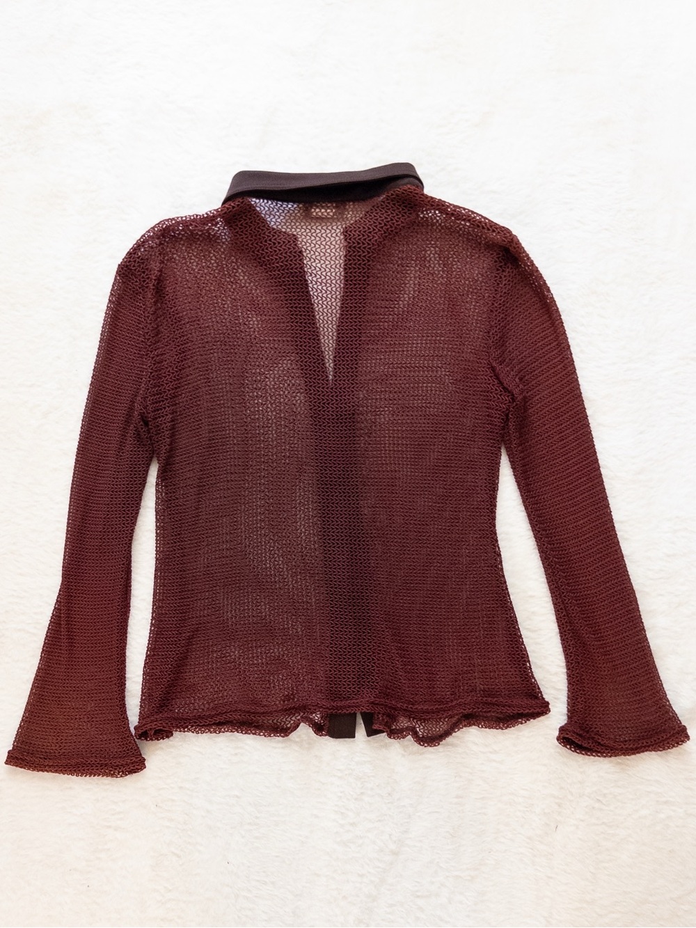 Vintage Charlotte Russe Sheer Crochet Top, Collared, Rust & Brown, Size Large - Picture 8 of 9